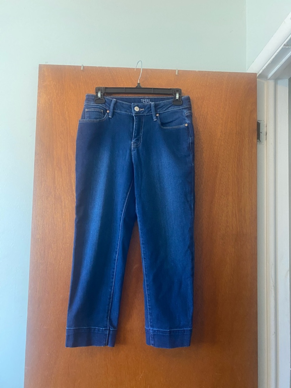 Time and Tru Dark Blue Cropped Straight Jeans